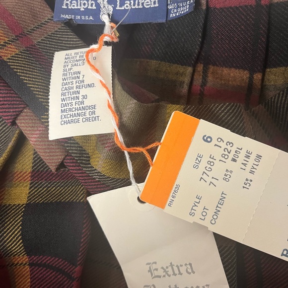 NWT VINTAGE Ralph Lauren Plaid Paisley Pleated skirt Womens Skirt Old Money Sz 4 - Picture 6 of 9